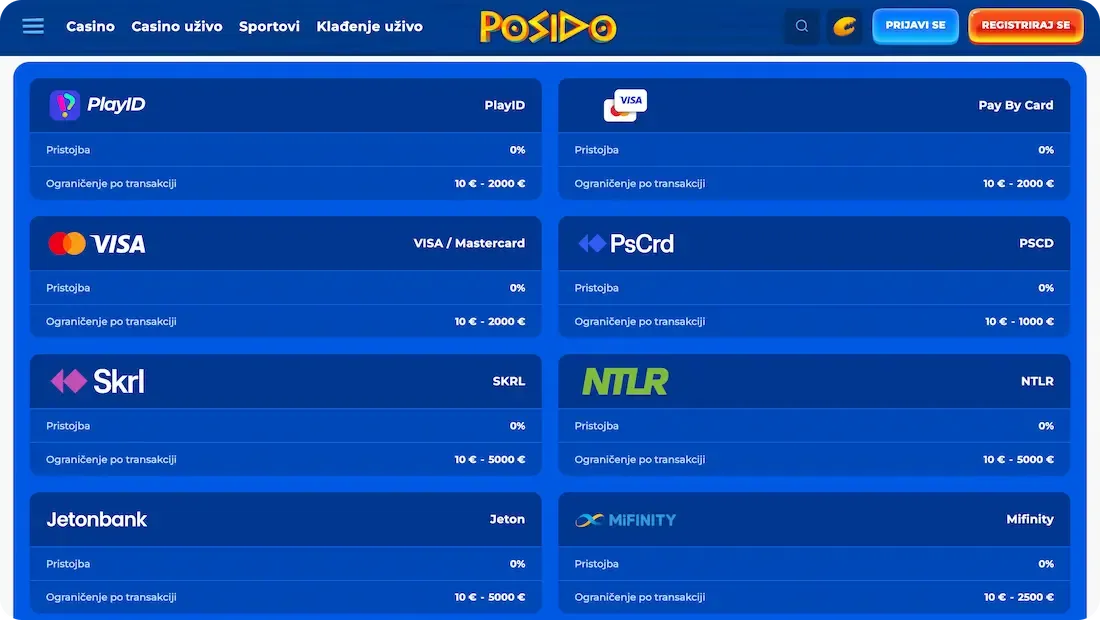 posido casino uplate